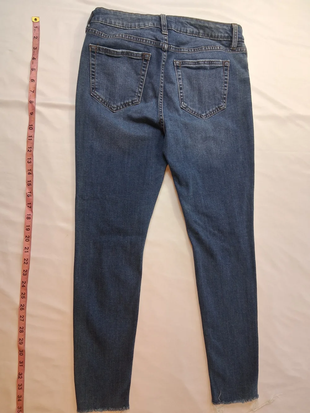 Just USA Distressed Ankle Crop Skinny Jeans in Medium Blue Just USA